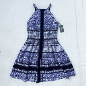 Blue Halter Fit & Flare Dress, WITH POCKETS!